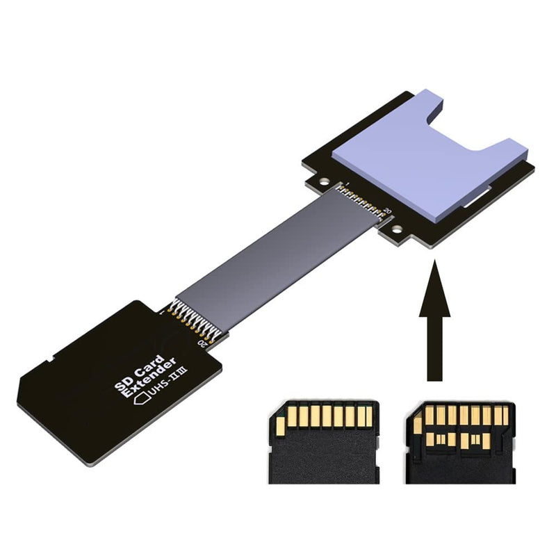 [Australia - AusPower] - Xiwai SD Male Extender to SD Card Female Extension Cable Adapter Flexible SD/SDHC/SDXC UHS-III UHS-3 Black SD Male - SD Female 