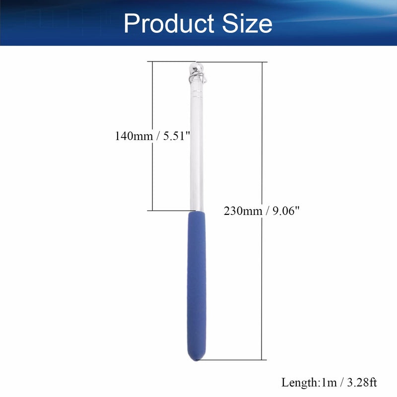 [Australia - AusPower] - Bettomshin 1Pcs 3.3 Feet Blue Pointer for Classroom, Stainless Steel Guide Flag Pole, Office Presentation, Retractable Stick, Teaching Pointer Tour Guides 