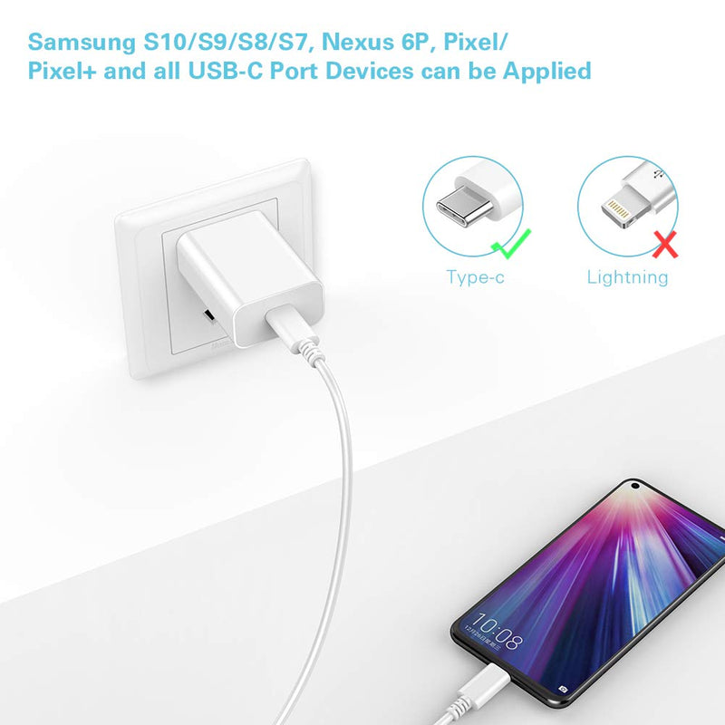 [Australia - AusPower] - 18W USB C Charger for 2021/2020/2018 iPad Pro 12.9 Gen 5/4/3, iPad Pro 11 Gen 2/1, iPad Air 4, iPad Mini 6 2021, Pixel 4 XL/3, PD Wall Charger with 3.3ft USB-C to USB-C Charging Cable White-18W 