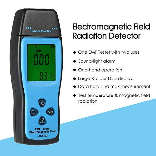 [Australia - AusPower] - EMF Meter,Handheld Electromagnetic Field Tester, Radiation Meter, 0?2000mG/0?200?T, 0.1?T Resolution, 30Hz?300Hz, for Home Appliances, Power Lines and Industrial Equipments 