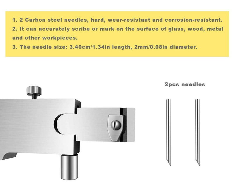 [Australia - AusPower] - ZLKSKER Parallel Crossed Caliper 0-20cm (0-8 inch) with 2 Carbide Scriber/Needle, Stainless Steel Vernier Calipers, Marking Gauge, Marking Tool 