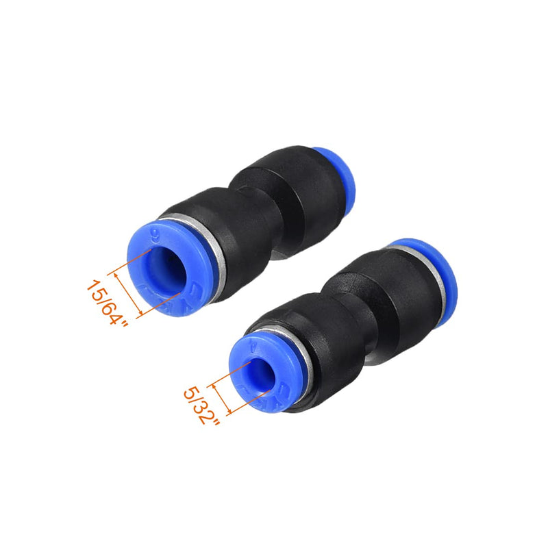 [Australia - AusPower] - uxcell 5Pcs Push to Connect Fittings Tube Connect 5/32" -15/64" OD Reducing Straight Union Push Fit Fittings Tube Fittings Push Lock Blue 