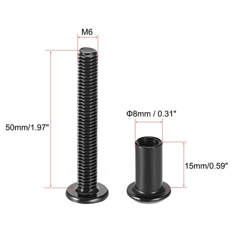 [Australia - AusPower] - Awclub Screw Post Fit for 5/16"(8mm) Hole Dia, Male M6x50mm Belt Buckle Binding Bolts Leather Fastener Carbon Steel Black 10 Sets M6*50 