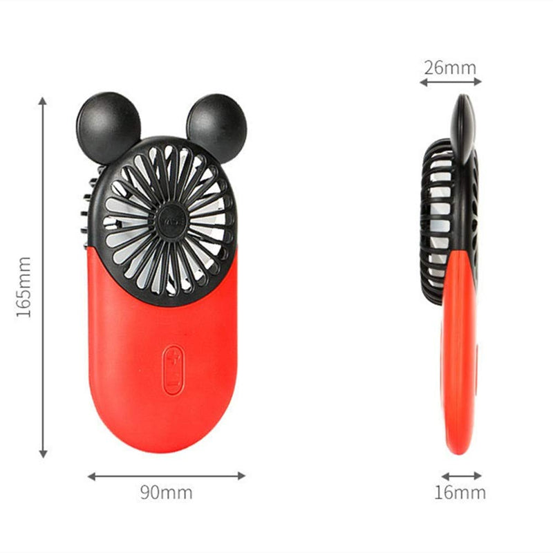 [Australia - AusPower] - Kbinter Cute Personal Mini Fan, Handheld & Portable USB Rechargeable Fan Beautiful LED Light, 3 Adjustable Speeds, Portable Holder, for Indoor Outdoor Activities, Cute Mouse 3 Pack (Red+Pink+Yellow) Red+Pink+Yellow 