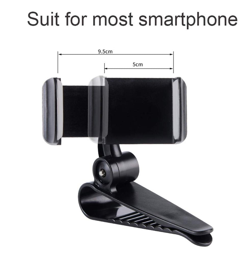 [Australia - AusPower] - Sun Visor Car Cell Phone Holder, Universal 360 Rotating Car Mount Support Clip Bracket Compatible for iPhone Xs/Xs Max/Xr/X/8/7/6 Samsung Note 9/8/5 Galaxy S9/S8/S7/S6 Moto Z3 Smartphones GPS (Black) Black 