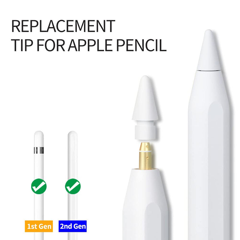[Australia - AusPower] - Replacement Tips Compatible with Apple Pencil 2 Gen iPad Pro Pencil - iPencil Nib for iPad Pencil 1 st/Pencil 2 Gen White 4 Pack 