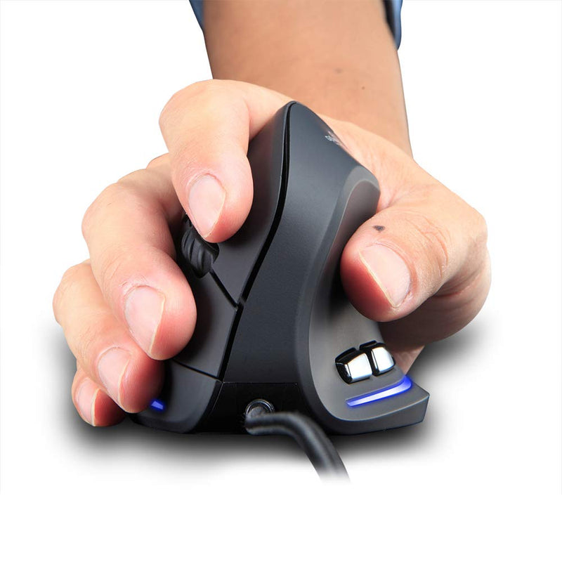 [Australia - AusPower] - Zelotes T20 Vertical Mouse, Wired Ergonomic Mouse, 3200DPI,6 Buttons, LED Optical Mouse Mice for Computer, Laptop, PC – Black 
