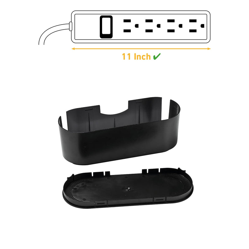 [Australia - AusPower] - D-Line Cable Management Box, Cord Organizer Box to Hide & Conceal Power Strips, Desk Cable Management Solution, Made from Electrically Safe ABS Material - 12.75" (L) x 5" (W) 4.5" (H) - Black Small 