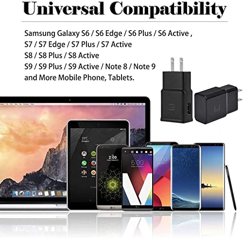 [Australia - AusPower] - Samsung Adaptive Fast Charging Wall Charger Adapter Compatible with Samsung Galaxy S6 S7 S8 S9 S10 / Edge/Plus/Active, Note 5,Note 8, Note 9 and More (2 Pack) ChiChiFit Quick Charge (Black) black 