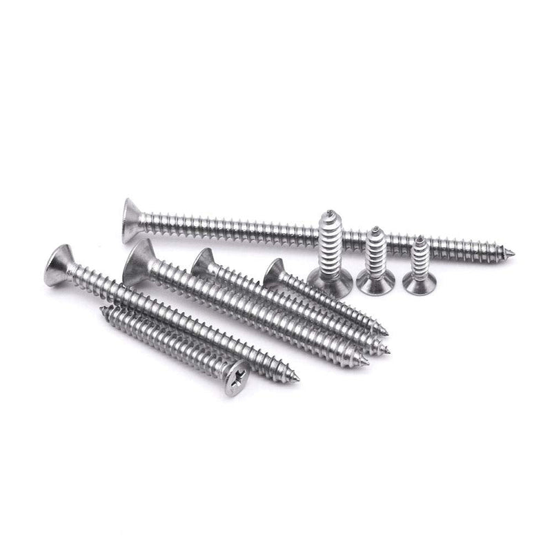 [Australia - AusPower] - #8 x 1/2" Flat Head Sheet Metal Screws Phillips Drive Wood Screws, 304 Stainless Steel 18-8, Self Tapping, Pack of 100 #8 x 1/2" (100 pcs) 