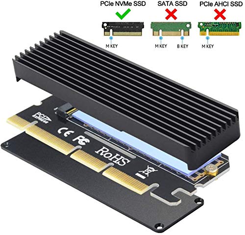 [Australia - AusPower] - GODSHARK NVME Adapter with Heat Sink, M.2 SSD Key M to PCI Express x4/x8/x16 Converter Expansion Card, Support 2230 2242 2260 2280, Compatible for Windows XP 7 8 10 