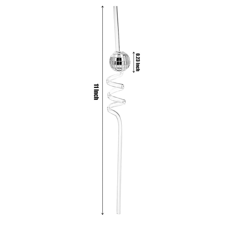 [Australia - AusPower] - Nicunom 30 Pcs Disco Ball Straws 70s Mirror Disco Decorative Straws Silver Disco Straw, Retro Disco Party Decorations for Dance Holiday Wedding Birthday Bachelorette Party Supplies 