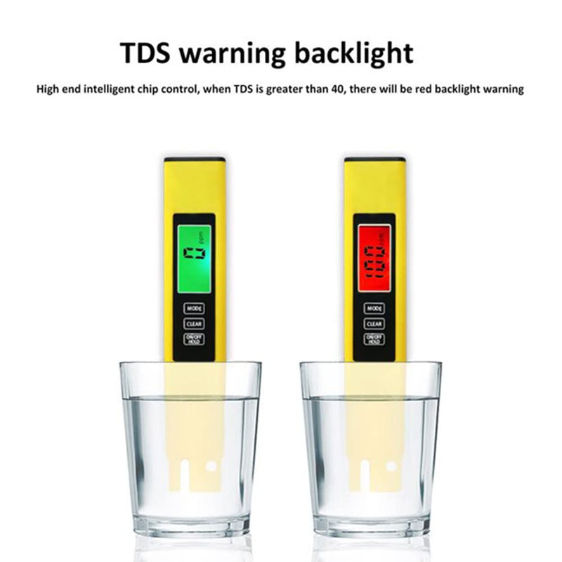 [Australia - AusPower] - PHEPUS TDS Water Digital Tester Kit Zero Water Meter 0-9990 ppm Waterproof with 4-in-1 Feature Stabilizes Readout for Aquaculture Colloidal Silver Wine Pool Hardness Salinity - Leather Case (Yellow) 