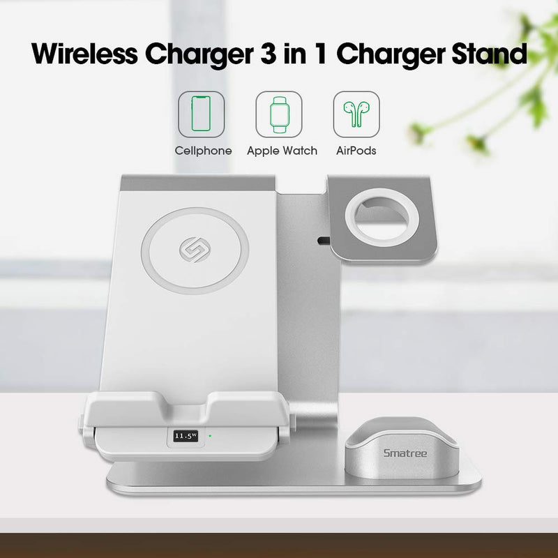 [Australia - AusPower] - Smatree iPhone 13/13Pro 12/12 Pro 3 in 1 Fast Wireless Charger, Innovative Charging Station with Adapter for iPhone 13/13Pro 12/12, AirPods Pro3/2 Apple Watch 7/SE/6/5/4 