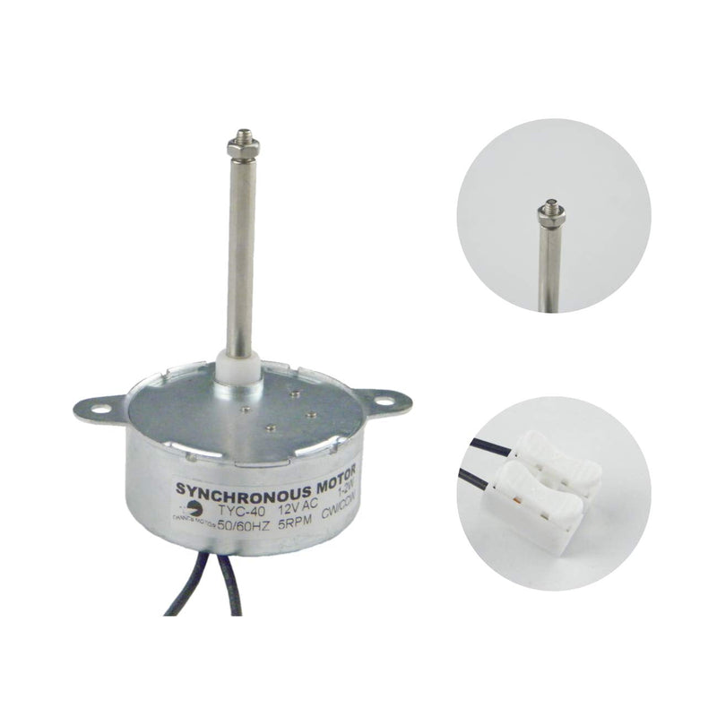 [Australia - AusPower] - CHANCS Synchronous Motor TYC-40 AC 12V 5RPM Shaft Length 4.6cm for Fiber Optic Christmas Ornament (2PCS) 2PCS 