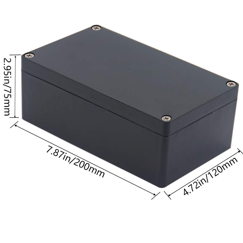 [Australia - AusPower] - Otdorpatio Project Box ABS Plastic Black Electrical Boxes IP65 Waterproof DIY Electronic Junction Box Power Enclosure 7.87 x4.72 x2.95 inch (200x120x75 mm) 7.87"x4.72"x2.95" 