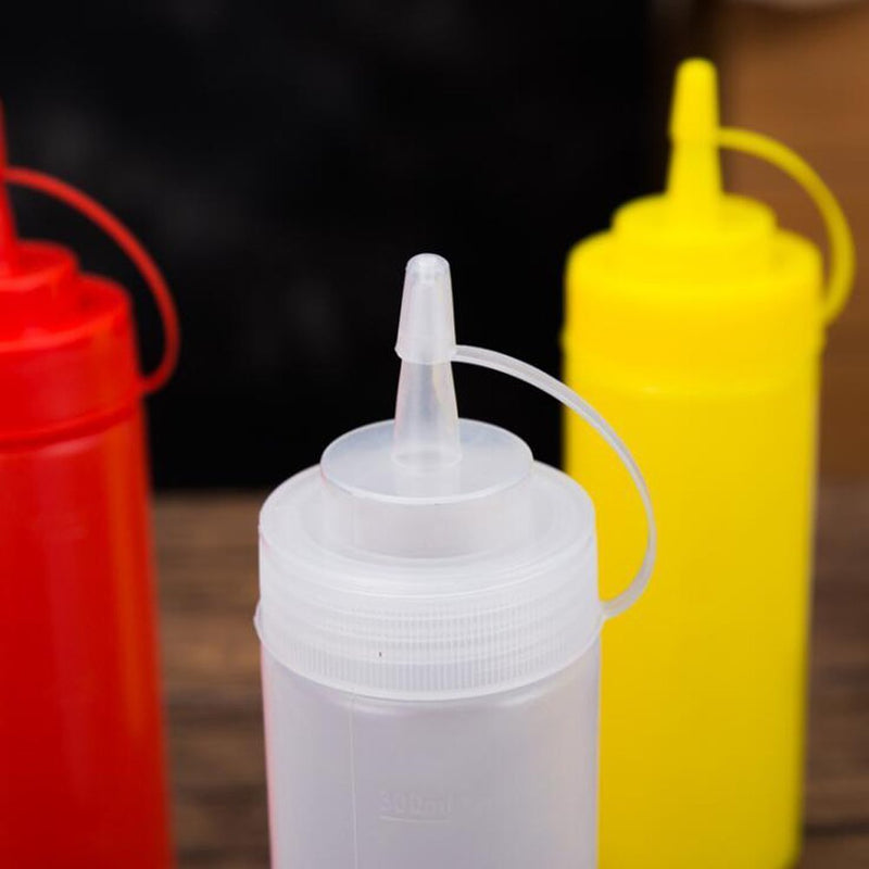 [Australia - AusPower] - 3PCS 12oz/360ML Empty Refillable Squeeze Sauce Condiment Bottles Food Grade Mustard Storage Container Jar Pot with Twist on Cap Lids for Ketchup Mayo Vinegar Cream Honey Salad Dressing(Color Random) 