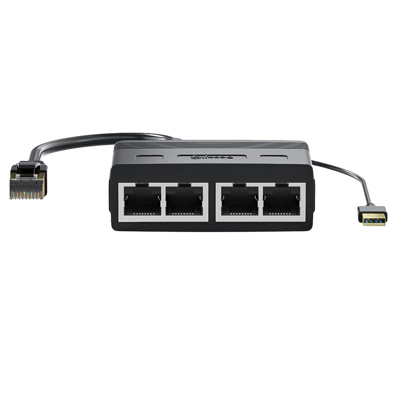 [Australia - AusPower] - LOKEKE RJ45 Male to Female Network Splitter Adapter, RJ45 1 to 4 LAN Ethernet Network Adapter Converter with USB Power Cable Cord for Cat6 / Cat7 