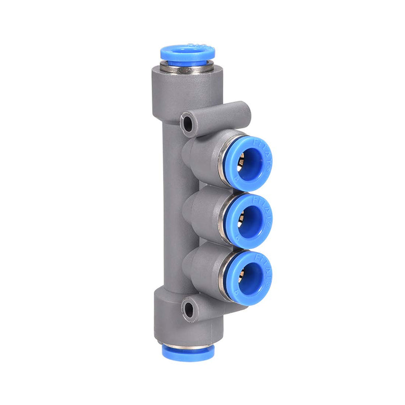 [Australia - AusPower] - uxcell Push to Connect Fittings 5 Ports 8mm OD Manifold Union Push Fit Fittings Tube Fittings Push Lock Grey 2Pcs 
