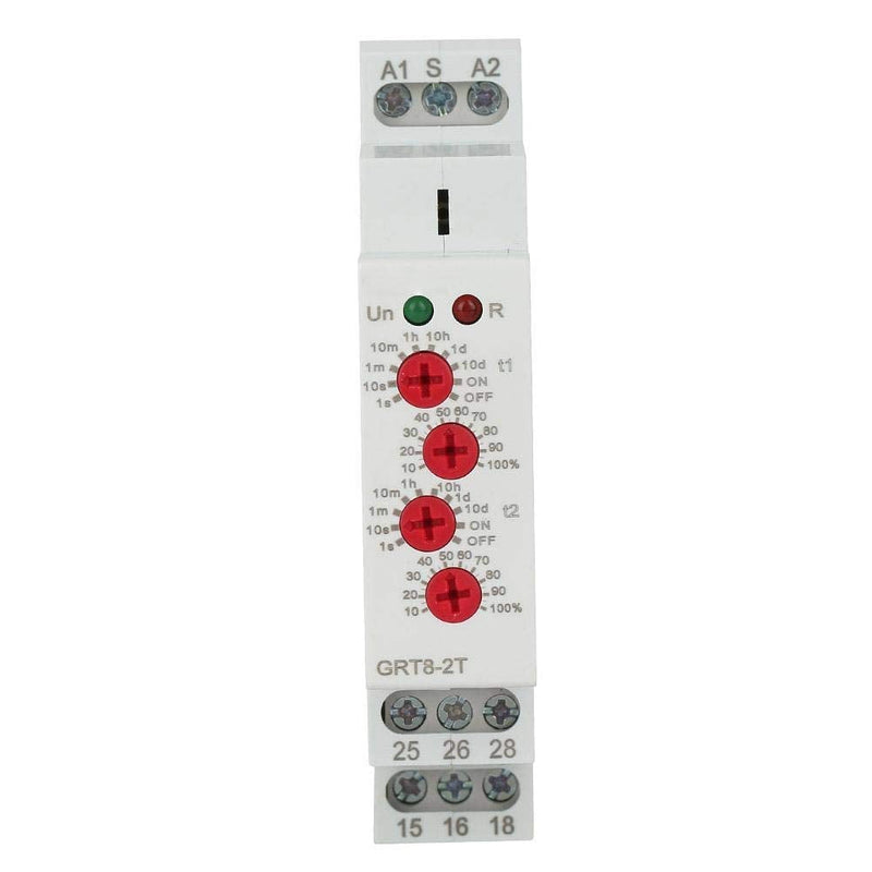 [Australia - AusPower] - Time Delay Relay, GRT8-2T Mini Rail Mount Double Delay Relay with LED Indicator AC 0.7-3VA/DC 0.5-1.7W(A230) 