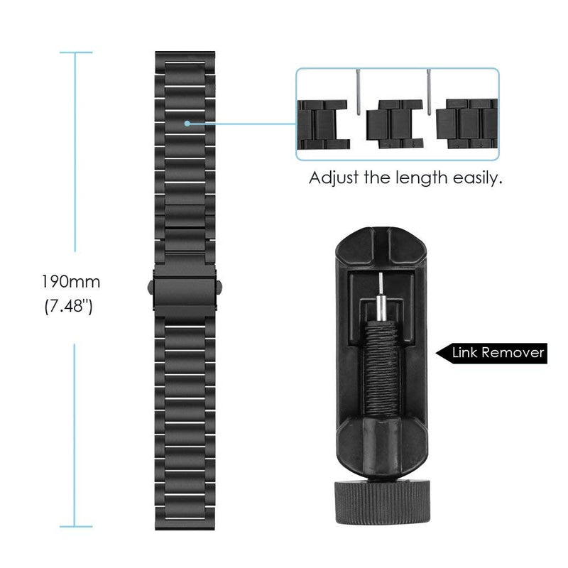 [Australia - AusPower] - Fintie Bands Compatible with Galaxy Watch Active 40mm, 20mm Solid Stainless Steel Strap Compatible with Galaxy Watch Active 2 40mm & 44mm Smartwatch, Black 