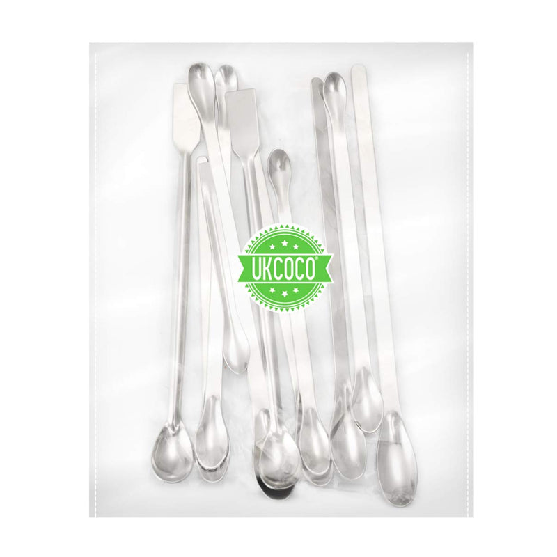 [Australia - AusPower] - Hemobllo 12pcs Stainless Steel Lab Spoons Micro Laboratory Spoons Reagent Sampling Spoon Lab Medicine Spoon 