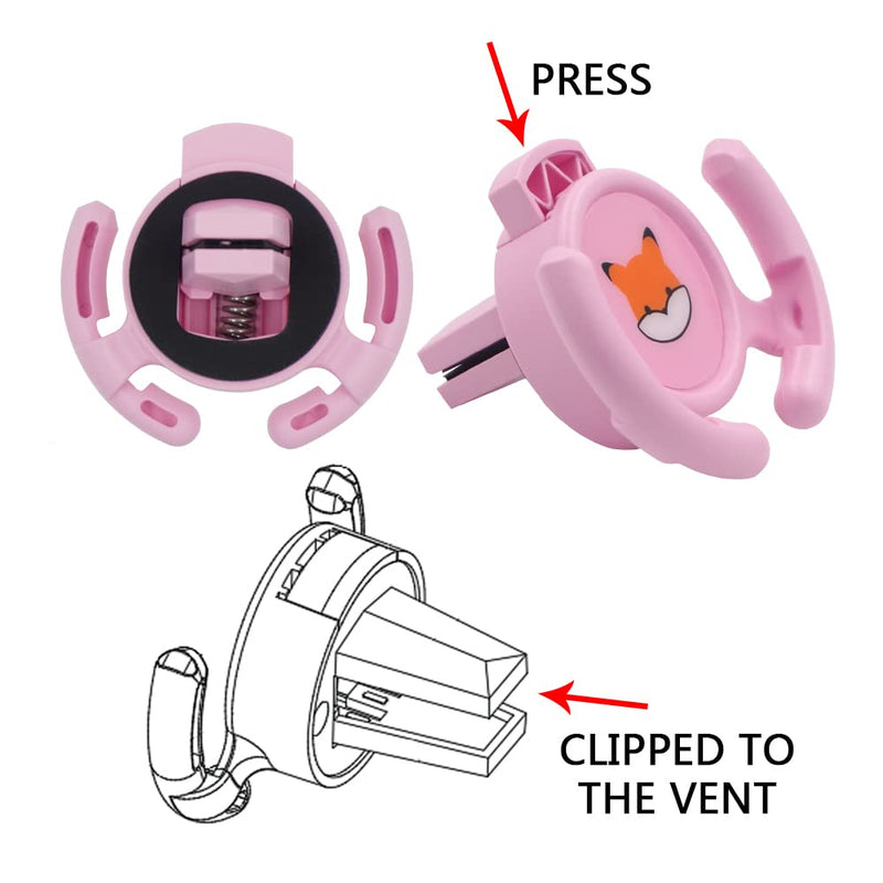 [Australia - AusPower] - HOMEFOX Socket Holder Car Mount - 2 Pack Collapsible Socket Mount for Car Vent, Grip Socket Car Holder for iPhone with Secure Vent Clip for Horizontal Air Vent ONLY, Pink Two Pack Vent Mount Pink/Pink 