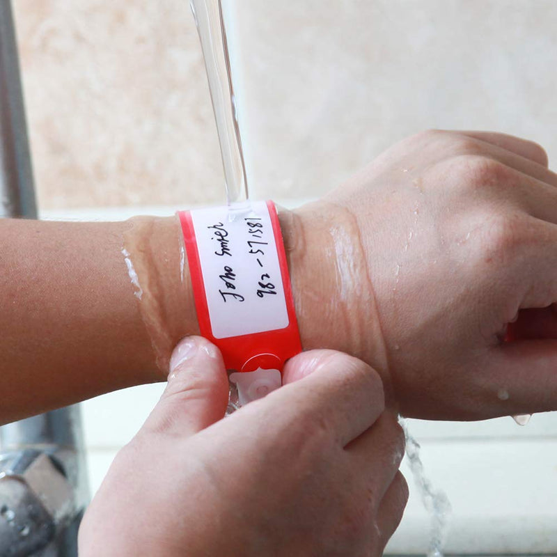 [Australia - AusPower] - Wristall Hospital Identification Bands, Medical Adult-Sized Shield Wristband, Waterproof Patient Wristbands, Plastic Disposable Hospital ID Wristband (Red, 250) Red 
