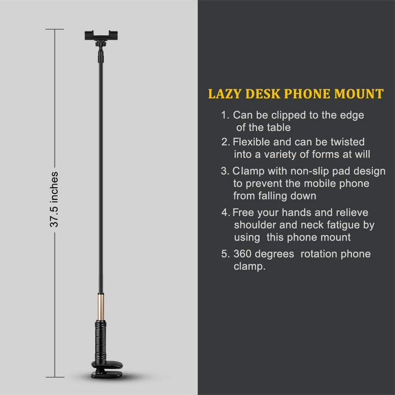 [Australia - AusPower] - Phone Holder Bed Gooseneck Mount：Moutik Lazy Bracket Cell Phone Holder Long Arm Clip Clamp Mount for Filming, Compatible with 4.0-6.5'' Mobile Cell Phone Stand 