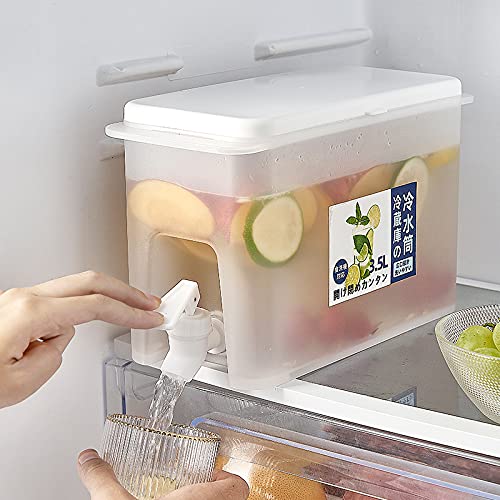 [Australia - AusPower] - Party outdoor family ice drink dispenser, 1 gallon plastic water dispenser with faucet water dispenser, square bottom wide mouth easy to fill party and daily use (white) White 