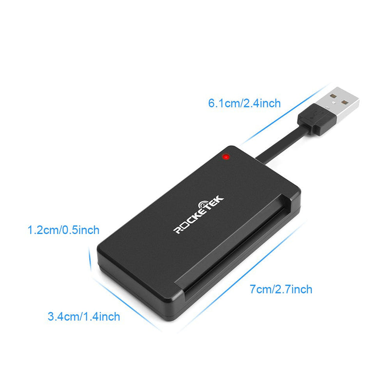 [Australia - AusPower] - Rocketek DOD Military USB Smart Card Reader/CAC Common Access Card Reader Writer for Military|ID Card/IC Bank Chip Card Reader, USB Smart Card Writer Compatible with Windows XP/Vista/7/8/11, Mac OS 