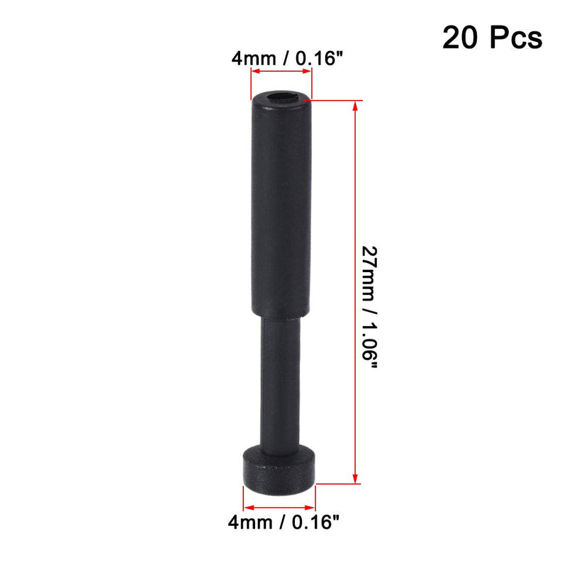 [Australia - AusPower] - uxcell Push to Connect Fittings, Cap Style Pneumatic Blanking Plugs, Fit for 4mm Inner Dia. Air Hose Tube Pipe, Plastic, Black, Pack of 20 