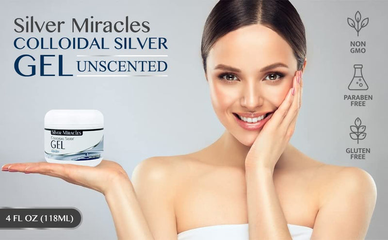 [Australia - AusPower] - Silver Miracles - Colloidal Silver Gel - 4oz - Sooths and Cools Burns and Irritated Skin - Skin Healing Aid - Protects and Moisturizes - Topical Nano Silver Gel 