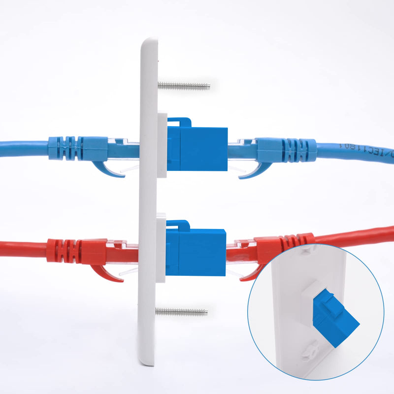 [Australia - AusPower] - Iwillink (2-Pack) 2-Port Ethernet Wall Plate, Keystone Jack Wall Plate with RJ45 Keystone Inline Coupler insert, Female to Female Cat6 Keystone Jack Wall Plate, Blue 2 Pack 2-Port 
