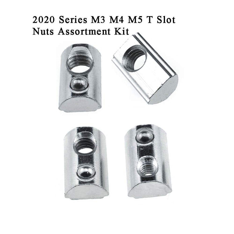 [Australia - AusPower] - Odinest 2020 Series M3 M4 M5 T Slot Nuts Assortment Kit Roll-in Spring Ball Loaded Elastic Nuts 32 Pack Carbon Steel for 2020 Series Aluminum Extrusion Profile Rail with 6mm Slot for 3D Printer ?2020 Series M3 M4 M5 32Pieces 