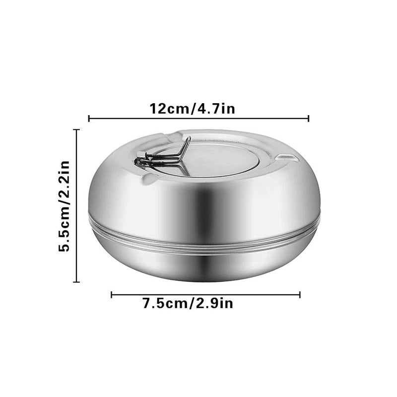 [Australia - AusPower] - CUNYA Outdoor Ashtray with Lid, Stainless Steel Modern Outdoor Ashtrays for Cigarettes, Patio Decorations Windproof Ash Tray Sets for Weed, Tabletop Office Home Decor (Silver, 1PC) 