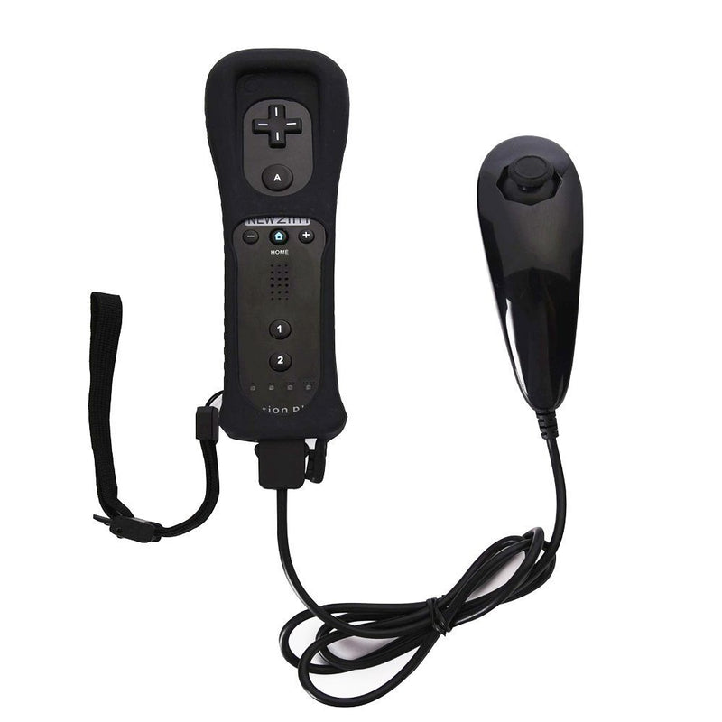 [Australia - AusPower] - Remote Controller for Wii,Yudeg Wii Remote and Nunchuck Controllers with Silicon Case for Wii and Wii U（not Motion Plus） (Black) Black 