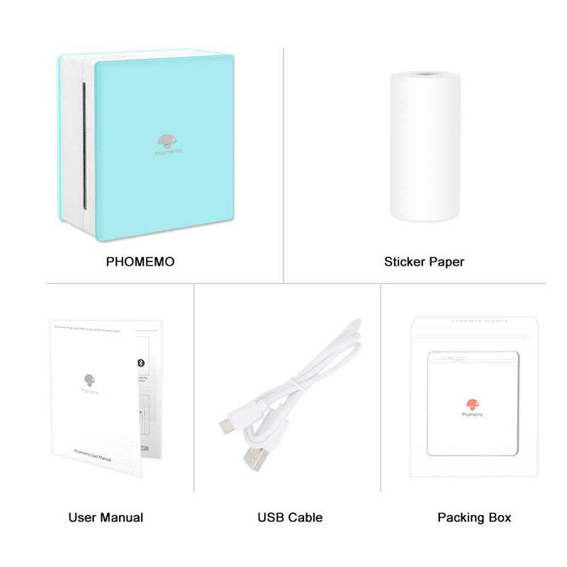 [Australia - AusPower] - Phomemo M02 Pocket Printer- Mini Bluetooth Wireless Portable Mobile Printer Thermal Printer Compatible with iOS + Android for Learning Assistance, Study Notes, Journal, Fun, Work, Ice Cream Green 