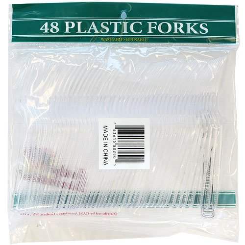 [Australia - AusPower] - Party Dimensions Plastic Party Clear | Pack of 48 Forks, 48 count 