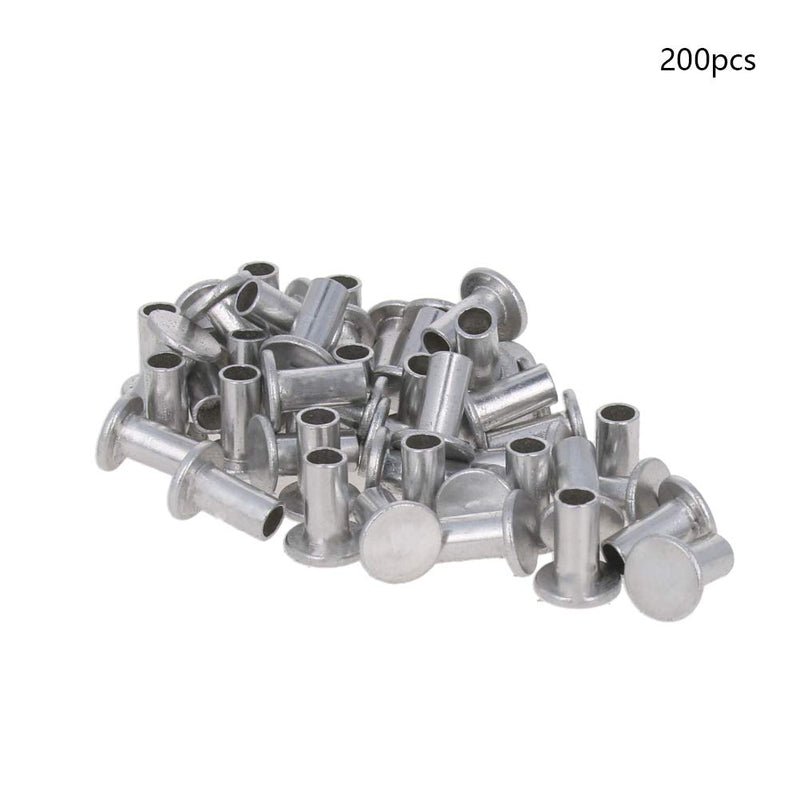 [Australia - AusPower] - Yinpecly 0.20"x 0.39"(D x H) Aluminum Flat Head Semi Tubular Rivets for Fasten Work Pieces Silver Tone 200pcs 