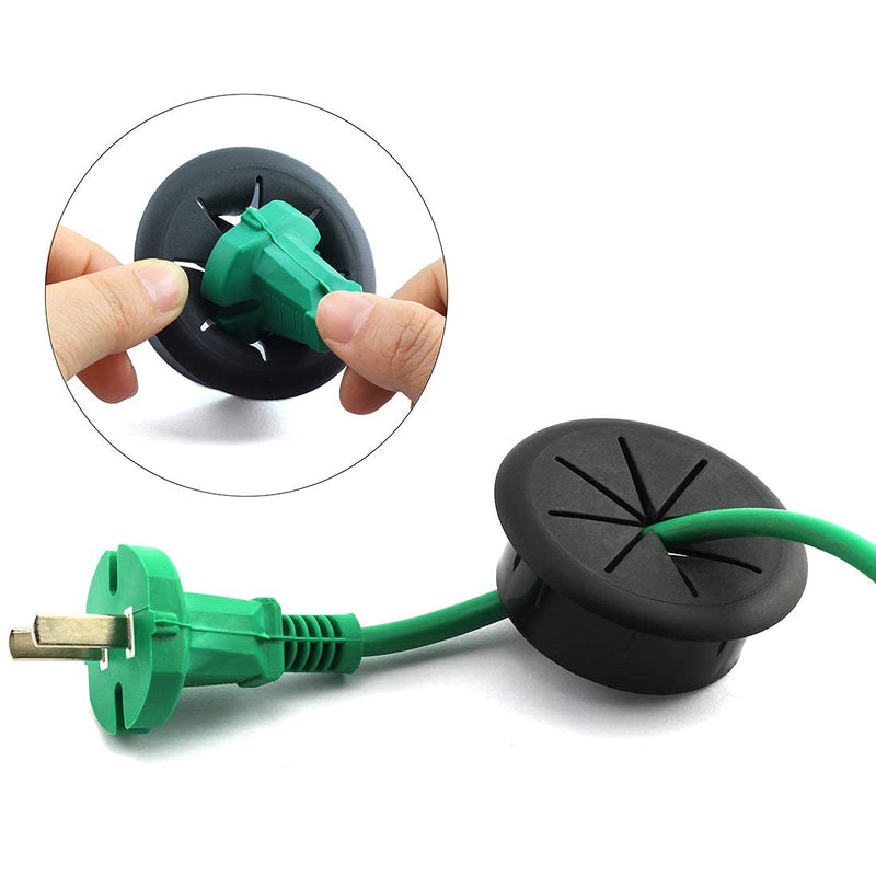 [Australia - AusPower] - HJGarden 2PCS 2Inch (50mm) Desk Cord Grommets Wire Cable Hole Cover for Office PC Desk Cable Cord Cover Black 