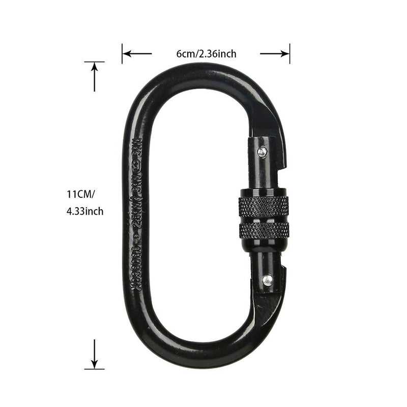 [Australia - AusPower] - Heavy Duty Locking Climbing Carabiner Clip (Blue) CE Rated 25 kN 5600 LB Rugged Terrain Approved Industrial Strength Twist Lock Carabiners Clips for Rigging, Ropes, Hammocks, Camping Black(2Pack) 