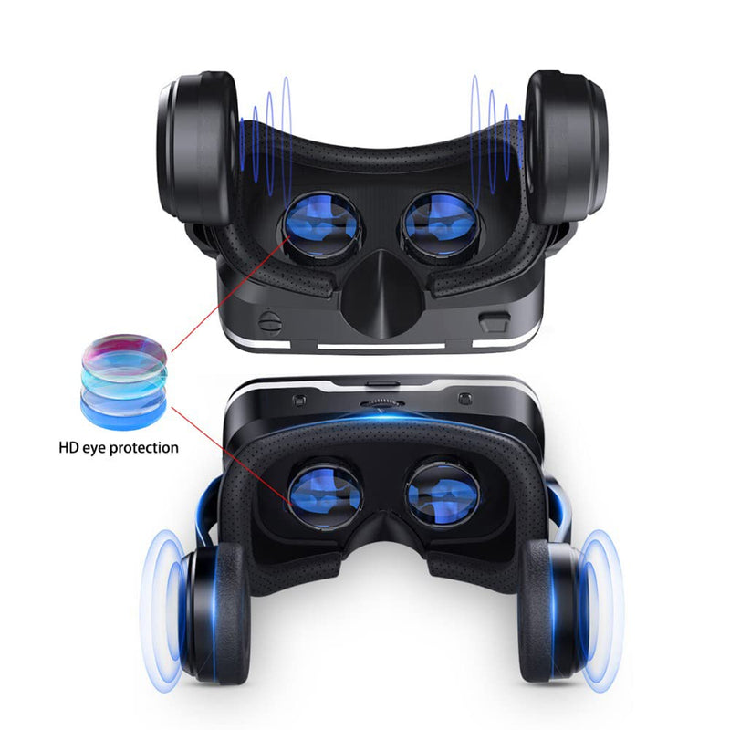 [Australia - AusPower] - VR SHINECON Original 6.0 VR Headset Version Virtual Reality Glasses Stereo Headphones 3D Glasses Headset Helmets Support 4.7-6.53 inch Large Screen Smartphone (with Controller SC-B01) 