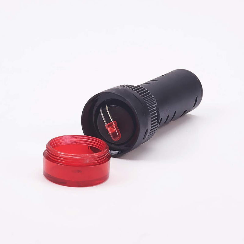 [Australia - AusPower] - Heyiarbeit 2pcs Red 12V 16 mm Plastic LED Indicator Signal Lamp, Buzzer Sound Panel Mount Led Light AD16-16SM Length 48.5mm 