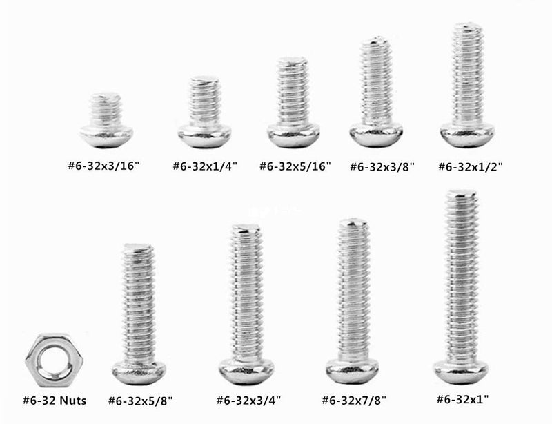 [Australia - AusPower] - Guard4U 220Pcs #6-32 UNC Stainless Steel Phillips Pan Head Machine Screws Nuts Assortment Kit- #6-32x 3/16" 1/4" 5/16" 3/8" 1/2" 5/8" 3/4" 7/8" 1" 