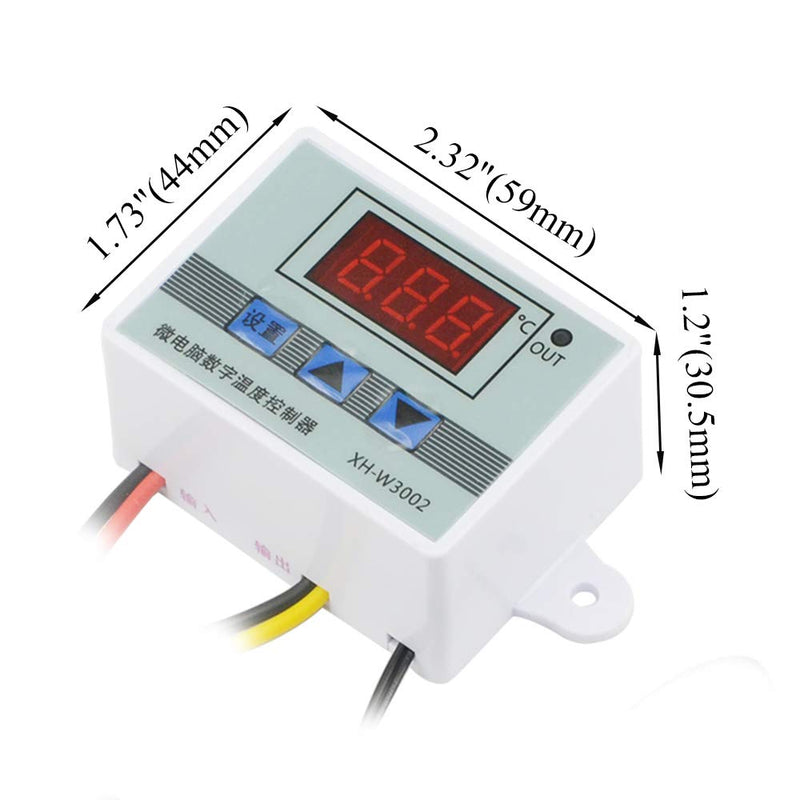 [Australia - AusPower] - XINGYHENG XH-W3002 DC 110V-220V 1500W 10A Microcomputer Digital Temperature Controller Digital Display Thermostat Control Switch and NTC 10K Thermistor Sensors Temperature Probe (110-220V 1500W) 