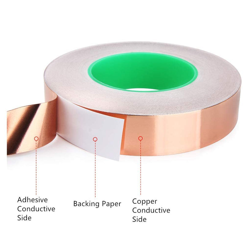 [Australia - AusPower] - Copper Foil Tape with Double Sided Conductive Adhesive for Guitar Repairs, EMI Shielding, Soldering Repairs, Crafts, Electrical Repairs, Grounding (0.4 Inch X 66 Feet) 0.4 Inch x 66 Feet (1 Pack) 