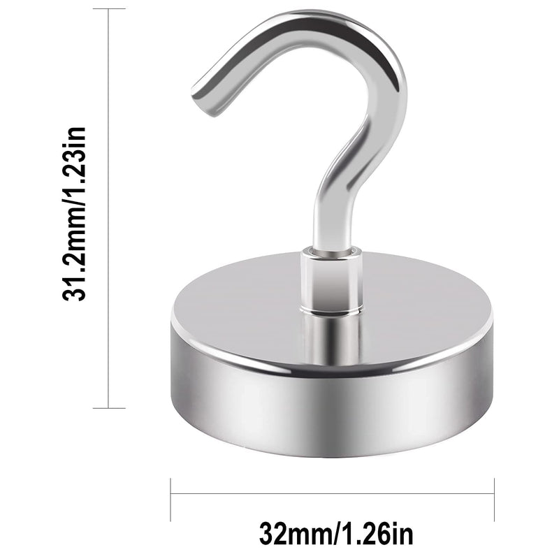 [Australia - AusPower] - DIYMAG Magnetic Hooks,110 lb Heavy Duty Strong Magnet with Hook for Hanging, Strong Rare Earth Neodymium Magnet Hooks for Fridge, Magnetic Hanger for Kitchen,Cruise, Grill, Garage and Storage, 6 Packs 110 LBS-6P 