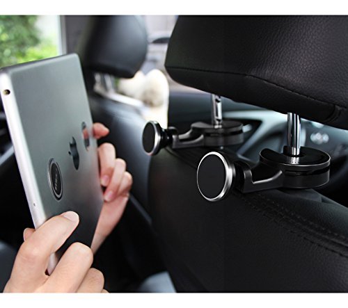 [Australia - AusPower] - Navor Car Phone Holder, Car Back Seat Headrest Magnetic Mount Holder for Cellphone iPad Tablet GPS [Black] CH-23-BK / Black, 