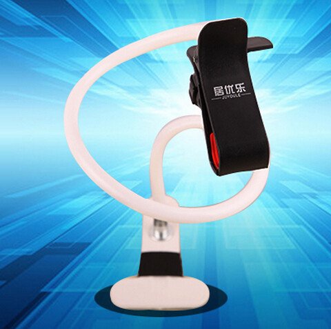 [Australia - AusPower] - ANGELANGELA Universal 360 degree Rotation Long Arm Lazy Flexible Holder Cradle Stand For Smartphones, One Clip-White 